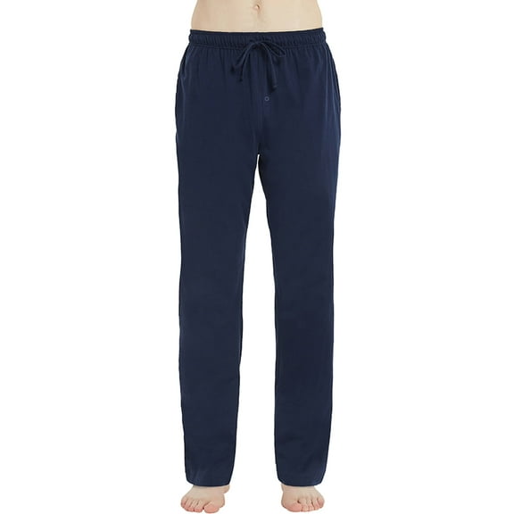 U2SKIIN Mens Cotton Pajama Pants, Soft Lounge Pant with Pockets Lightweight Sleep Pj Bottoms,(Navy,L)