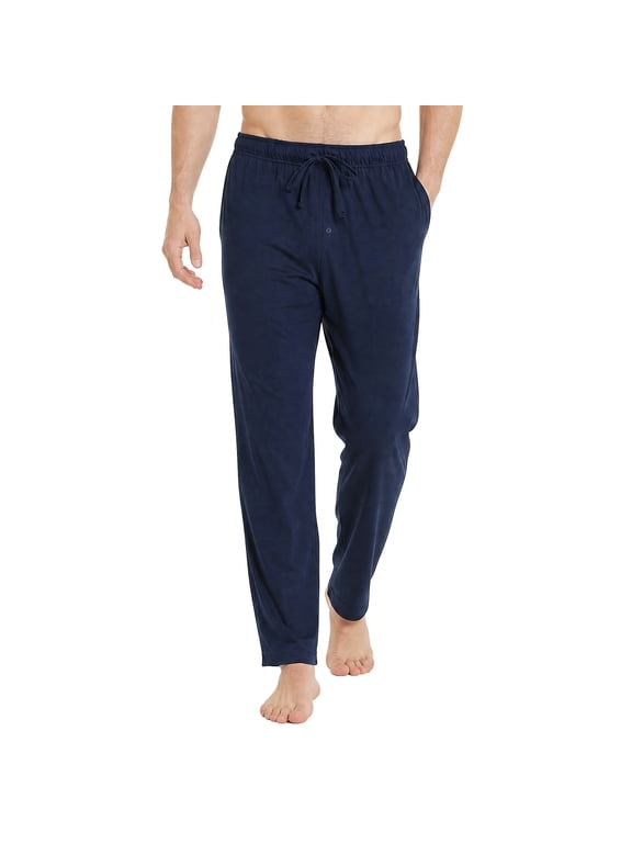 Mens Cotton Pajama Pants, Soft Lounge Pant with Pockets Lightweight Sleep Pj Bottoms,(Navy,XL)