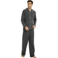thumbnail image 1 of U2SKIIN Mens Cotton Pajama Set, Soft Lightweight Long Sleeve Button Up Sleepwear,(Dark Grey Mel.M), 1 of 6