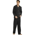 thumbnail image 1 of U2SKIIN Mens Cotton Pajama Set, Soft Lightweight Long Sleeve Button Up Sleepwear with Pockets,(Black,2XL), 1 of 6