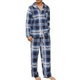 thumbnail image 1 of U2SKIIN Mens Plaid Pajama Set, Soft Print Pajamas for Men, Lightweight Warm PJS with Pockets(Blue-white plaid, Large), 1 of 4