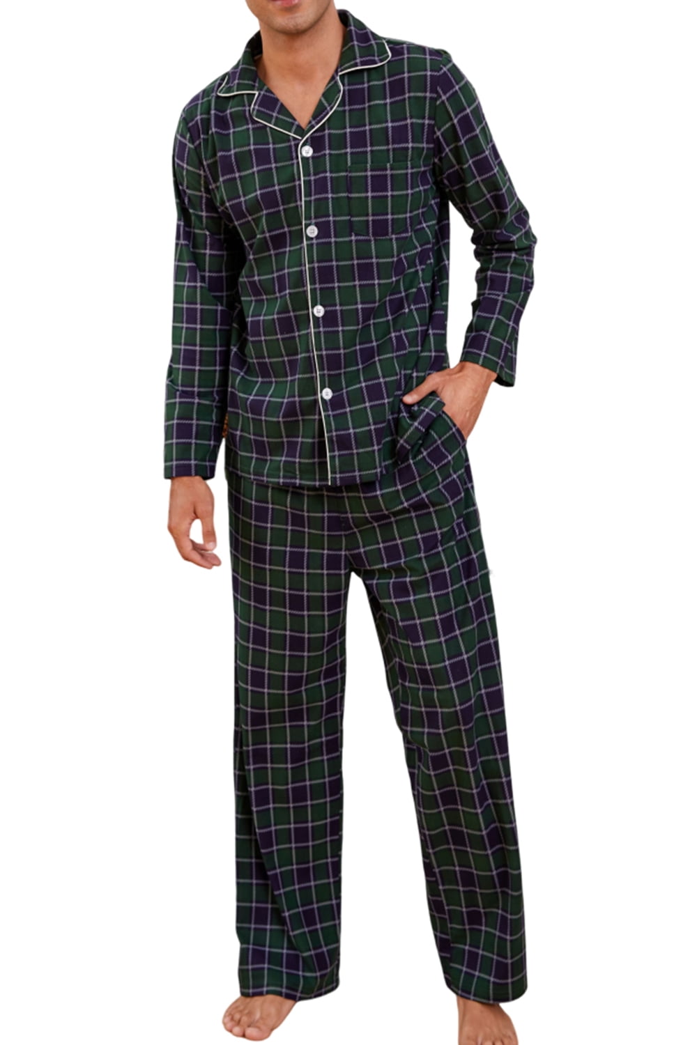 Cozy Plaid Mens Sleepwear Pajamas