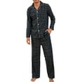 thumbnail image 1 of U2SKIIN Mens Plaid Pajama Set, Soft Print Pajamas for Men, Lightweight Warm PJS with Pockets(Navy-green Plaid, X-Large), 1 of 4