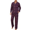 thumbnail image 1 of U2SKIIN Mens Plaid Pajama Set, Soft Print Pajamas for Men, Lightweight Warm PJS with Pockets(Navy-red Plaid, Medium), 1 of 4