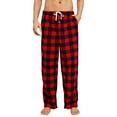 thumbnail image 1 of U2SKIIN Mens Fleece Pajama Pants, Comfy Plaid Lounge PJ Bottoms with Pockets,(Buffalo Plaid-red,L), 1 of 6