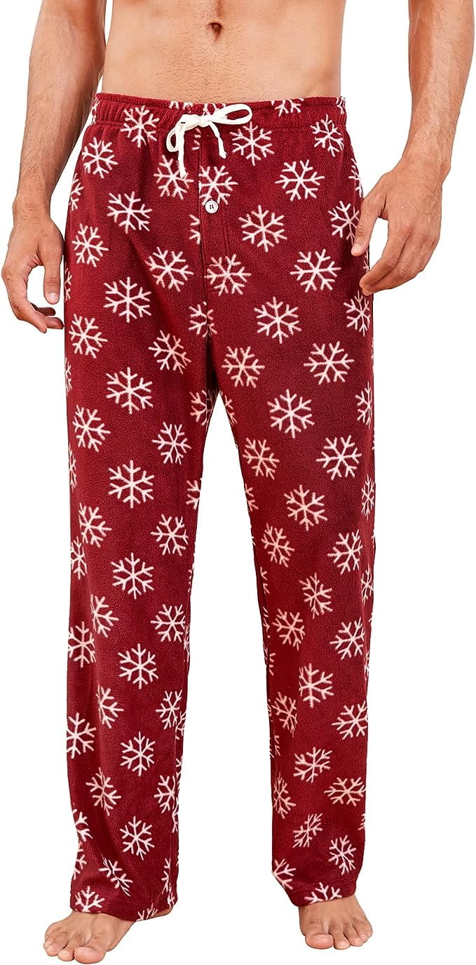U2SKIIN Mens Fleece Pajama Pants, Comfy Plaid Lounge PJ Bottoms with