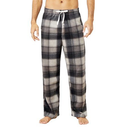 U2SKIIN Mens Fleece Pajama Pants, Comfy Plaid Lounge PJ Bottoms with Pockets,(Grey-Black Plaid,L)