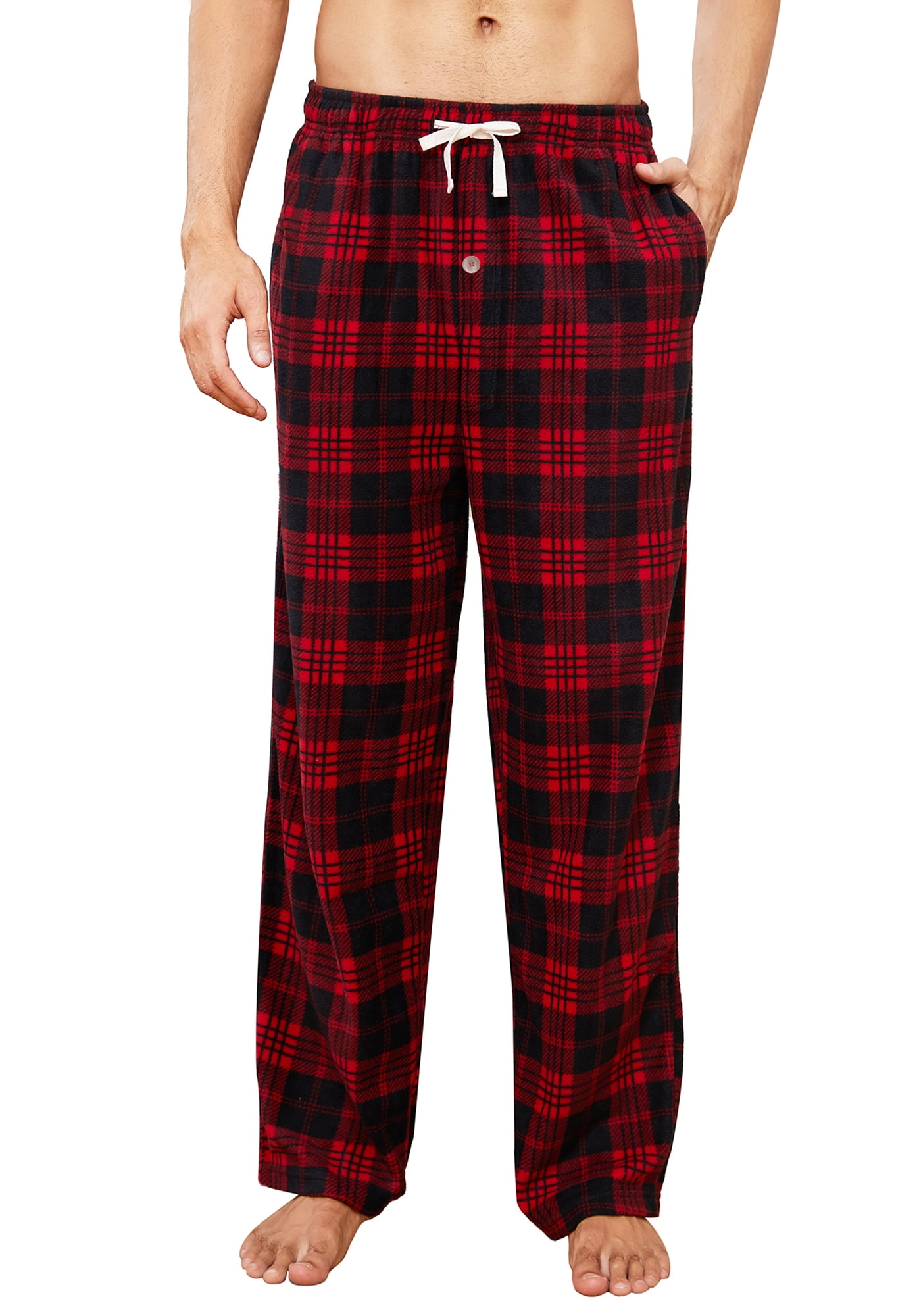 U2SKIIN Mens Fleece Pajama Pants, Comfy Plaid Lounge PJ Bottoms with