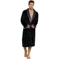 thumbnail image 1 of U2SKIIN Mens Fleece Robe, Plush Collar Shawl Bathrobe for Men Long Flannel Robes（Black/Dark Grey, XX-3X-Large）, 1 of 7