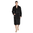 thumbnail image 1 of U2SKIIN Mens Fleece Robe, Soft Warm Long Plush Shawl Collar Fleece Bathrobe(Black, L-XL), 1 of 6