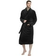 thumbnail image 1 of U2SKIIN Mens Fleece Robe, Soft Warm Long Plush Shawl Collar Fleece Bathrobe(Black, L-XL), 1 of 6
