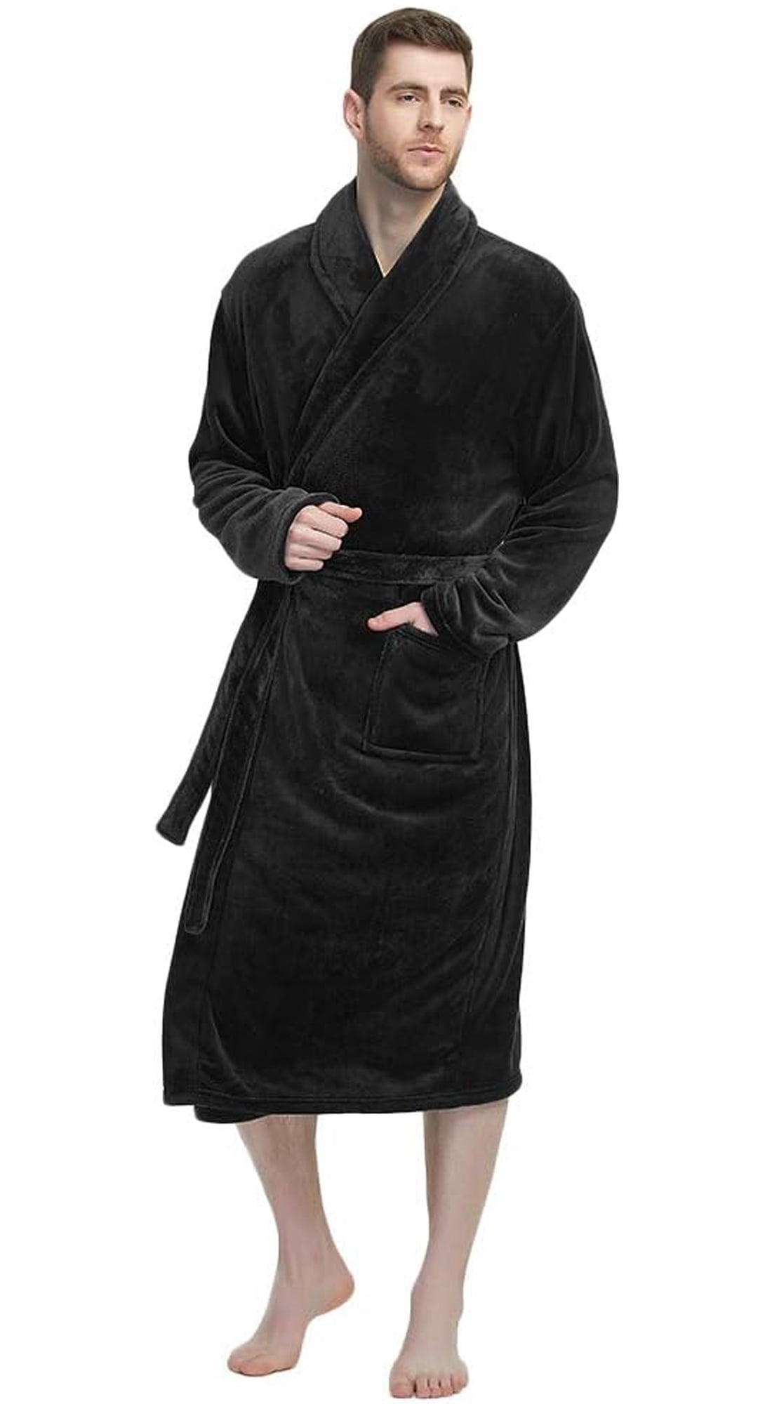 U2SKIIN Mens Warm Fleece Robe with Pockets, Long Plush Shawl Collar