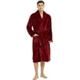 thumbnail image 1 of U2SKIIN Mens Fleece Robe, Soft Warm Long Plush Shawl Collar Fleece Bathrobe(Dark Red, L-XL), 1 of 6