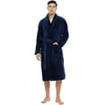 thumbnail image 1 of U2SKIIN Mens Fleece Robe, Soft Warm Long Plush Shawl Collar Fleece Bathrobe(Navy, L-XL), 1 of 6