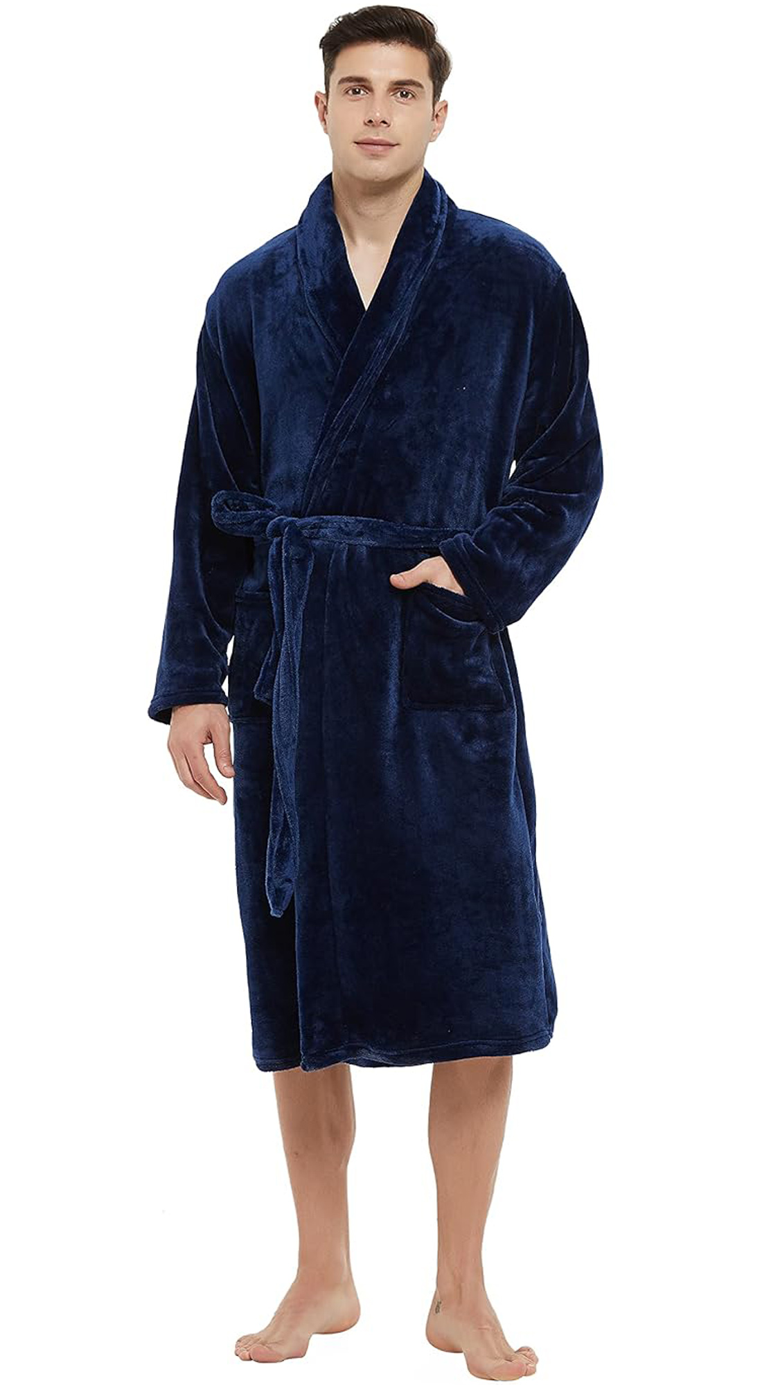 Champion Men's Shawl Collar Fleece Dressing Gown - Warm Check Robe (M/L, L/XL)