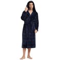 thumbnail image 1 of U2SKIIN Mens Fleece Robe with Hood, Soft Bathrobe Plush Robes for Men（Buffalo Plaid-Navy，XX-3X-Large）, 1 of 5