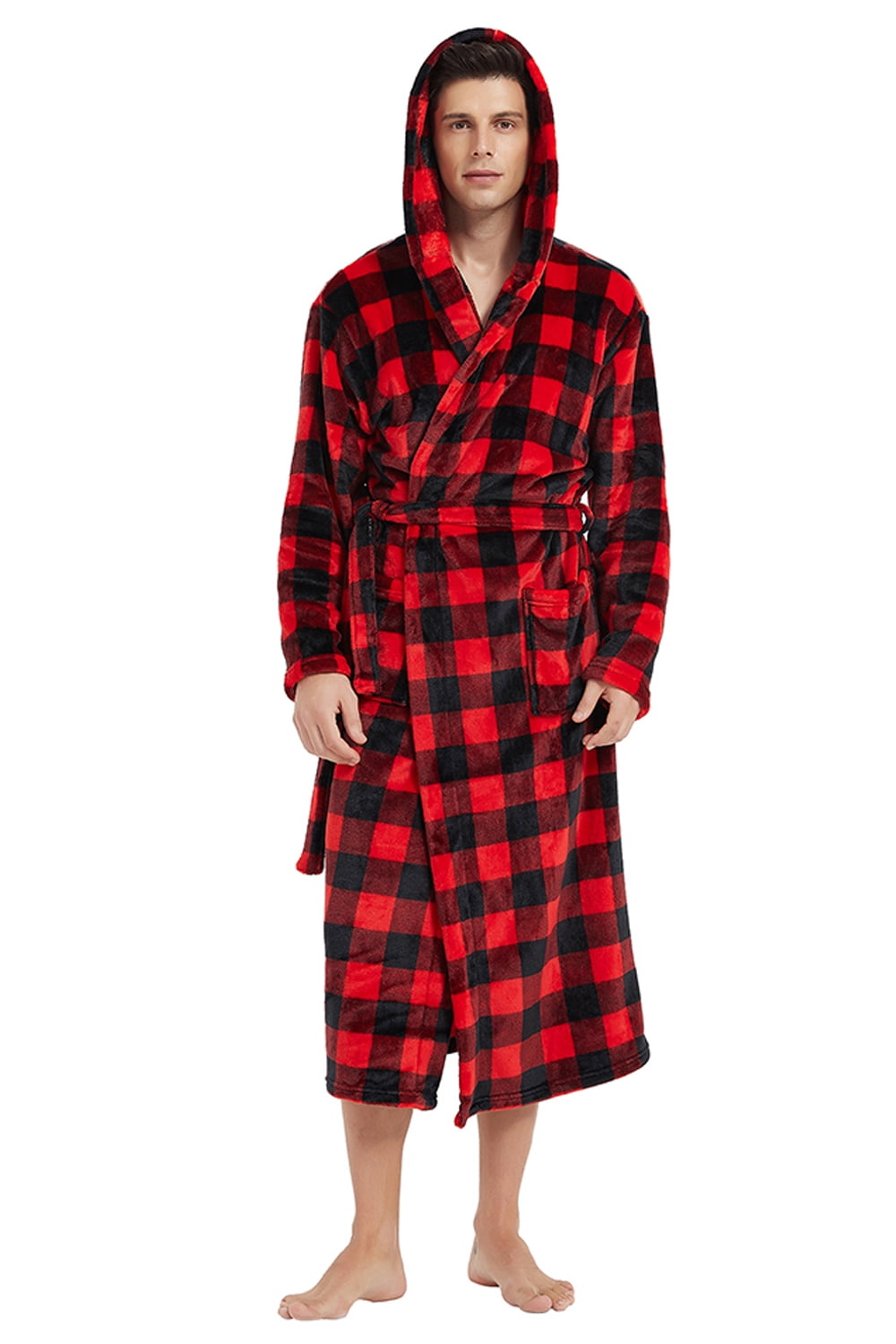 U2SKIIN Mens Fleece Robe with Hood, Soft Bathrobe Plush Robes for Men ...