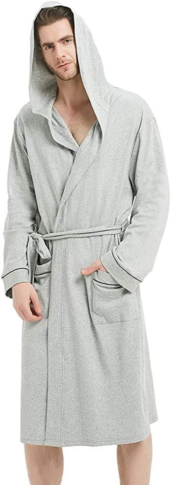 U2SKIIN Mens Hooded Cotton Robe, Lightweight Knit Bathrobe,(Light Grey Mel.  L/XL) - Walmart.com