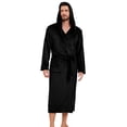 thumbnail image 1 of U2SKIIN Mens Hooded Fleece Robe，Plush Lightweight Soft Spa Bathrobe for Men (Black, L/XL), 1 of 5
