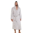 thumbnail image 1 of U2SKIIN Mens Hooded Fleece Robe，Plush Lightweight Soft Spa Bathrobe for Men (Light Grey, S/M), 1 of 5
