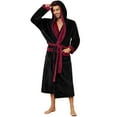 thumbnail image 1 of U2SKIIN Mens Hooded Robe, Big and Tall Full Length Plush Robe for Men Long Fleece Bathrobe（Burgundy/Black, 2XL/3XL）, 1 of 7