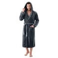 thumbnail image 1 of U2SKIIN Mens Hooded Robe, Plush Soft Warm Mid Length Fleece Bathrobe for Men (Dark Grey Hooded,L-XL), 1 of 6
