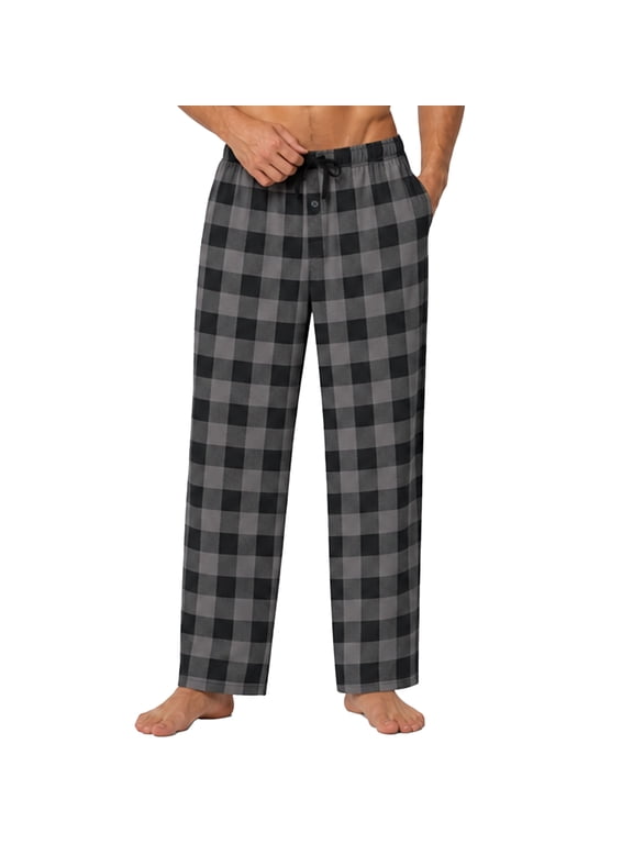 Mens Pajama Pants,Plaid Prints Soft Lightweight Drawstring Longe Pants for Men