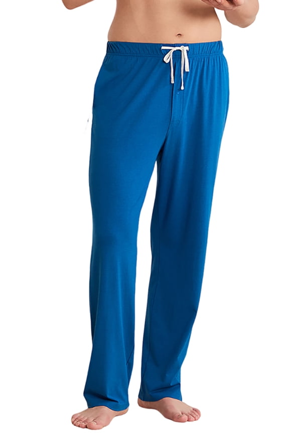 Mens Pajama Pants, Soft Lightweight PJ Bottoms with Pockets,(Royal Blue,L)