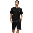 thumbnail image 1 of U2SKIIN Mens Pajama Set, Short Sleeve Lightweight Sleepwear Soft Nightwear Set With Pocket,(Black,2XL), 1 of 5