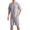thumbnail image 1 of U2SKIIN Mens Pajama Set, Short Sleeve Lightweight Sleepwear Soft Nightwear Set With Pocket,(Dark Grey Mel.L), 1 of 5