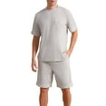 thumbnail image 1 of U2SKIIN Mens Pajama Set, Short Sleeve Lightweight Sleepwear Soft Nightwear Set With Pocket,(Light Green Mel.S), 1 of 5