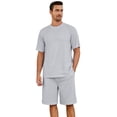 thumbnail image 1 of U2SKIIN Mens Pajama Set, Short Sleeve Lightweight Sleepwear Soft Nightwear Set With Pocket,(Light Grey,XL), 1 of 5