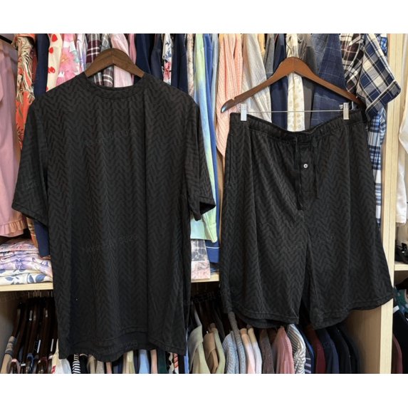 U2SKIIN Mens Pajama Set, Short Sleeved Pajamas Set for Men Lounge Sleepwear with Pockets (Grey Blue, S)