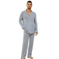 thumbnail image 1 of U2SKIIN Mens Pajama Sets, Ultra Soft Button Down Loungewear Long Sleeve Pjs Sets,(Navy Mel.M), 1 of 5
