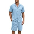 thumbnail image 1 of U2SKIIN Mens Pajamas Set, Lightweight Button-Down Short Sleeve Sleepwear 2-Piece for Men (Grey Blue, 2XL), 1 of 4