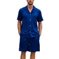 thumbnail image 1 of U2SKIIN Mens Pajamas Set, Lightweight Button-Down Short Sleeve Sleepwear 2-Piece for Men (Navy, M), 1 of 4
