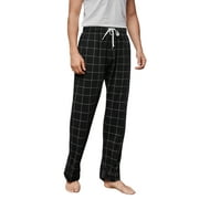 U2SKIIN Mens Pliad Cotton Pajama Pants, Lightweight Sleep Pants for Men（Plaid-Black, S）