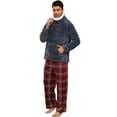 thumbnail image 1 of U2SKIIN Mens Plush Plaid Pajamas Set, Ultra Soft Pullover Sleepwear Warm Pjs set,(Dark Grey+Red Green Plaid,L), 1 of 5