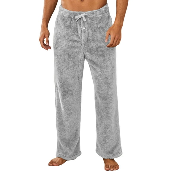 U2SKIIN Mens Plush Warm Pajama Pants, Fluffy Soft Fleece Sleep Pant with Pockets Lounge Pj Bottoms for Men （Light Grey , XL）