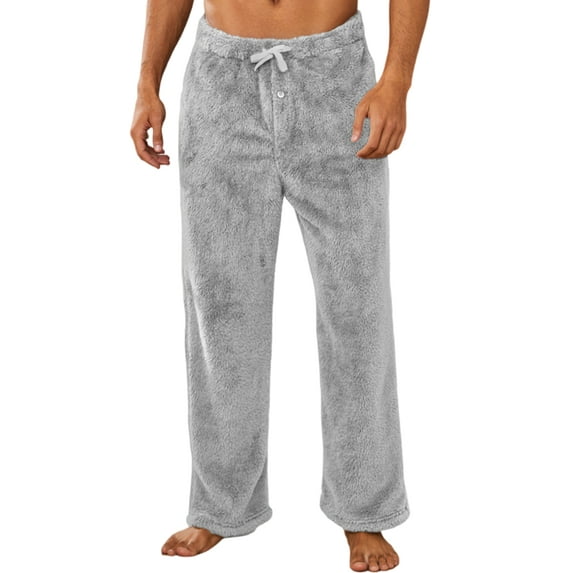 U2SKIIN Mens Plush Warm Pajama Pants, Fluffy Soft Fleece Sleep Pant with Pockets Lounge Pj Bottoms for Men (Light Grey , XL)