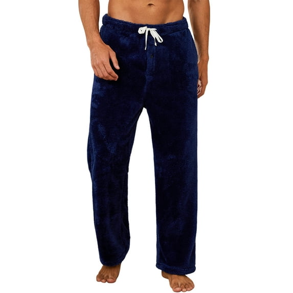 U2SKIIN Mens Plush Warm Pajama Pants, Fluffy Soft Fleece Sleep Pant with Pockets Lounge Pj Bottoms for Men (Navy, S)