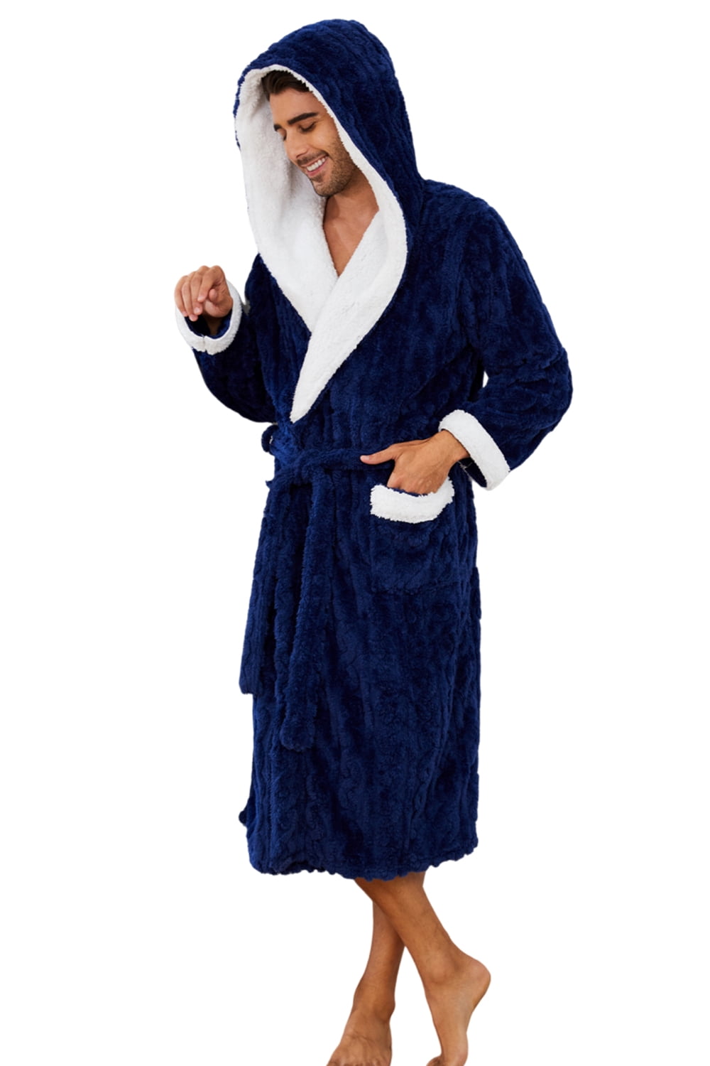 Fether Robe Men U2SKIIN Mens Robe with Hood,Full Length Plush Robe for Men Contrast ...