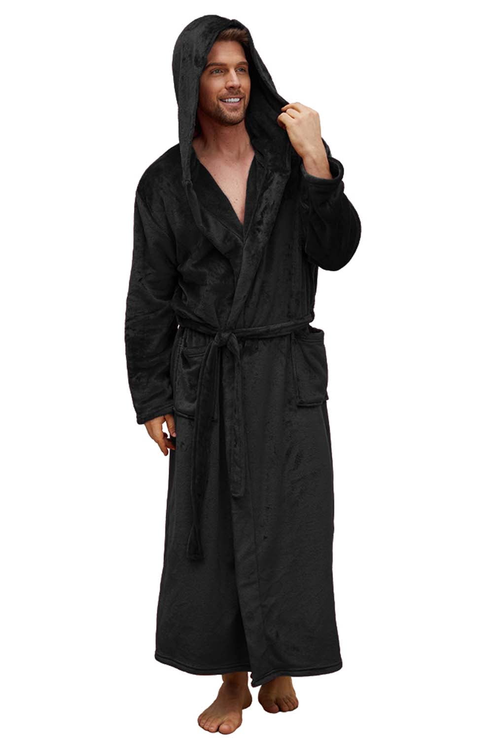 U2SKIIN Mens Robe with Hood,Full Length Plush Robe for Men Fleece