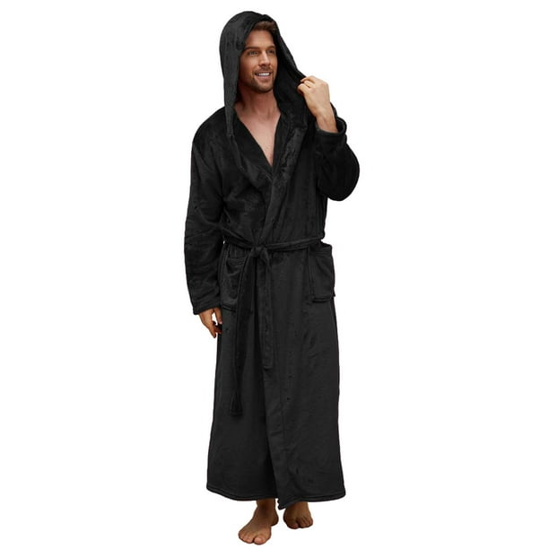 U2SKIIN Mens Robe with Hood,Full Length Plush Robe for Men Fleece