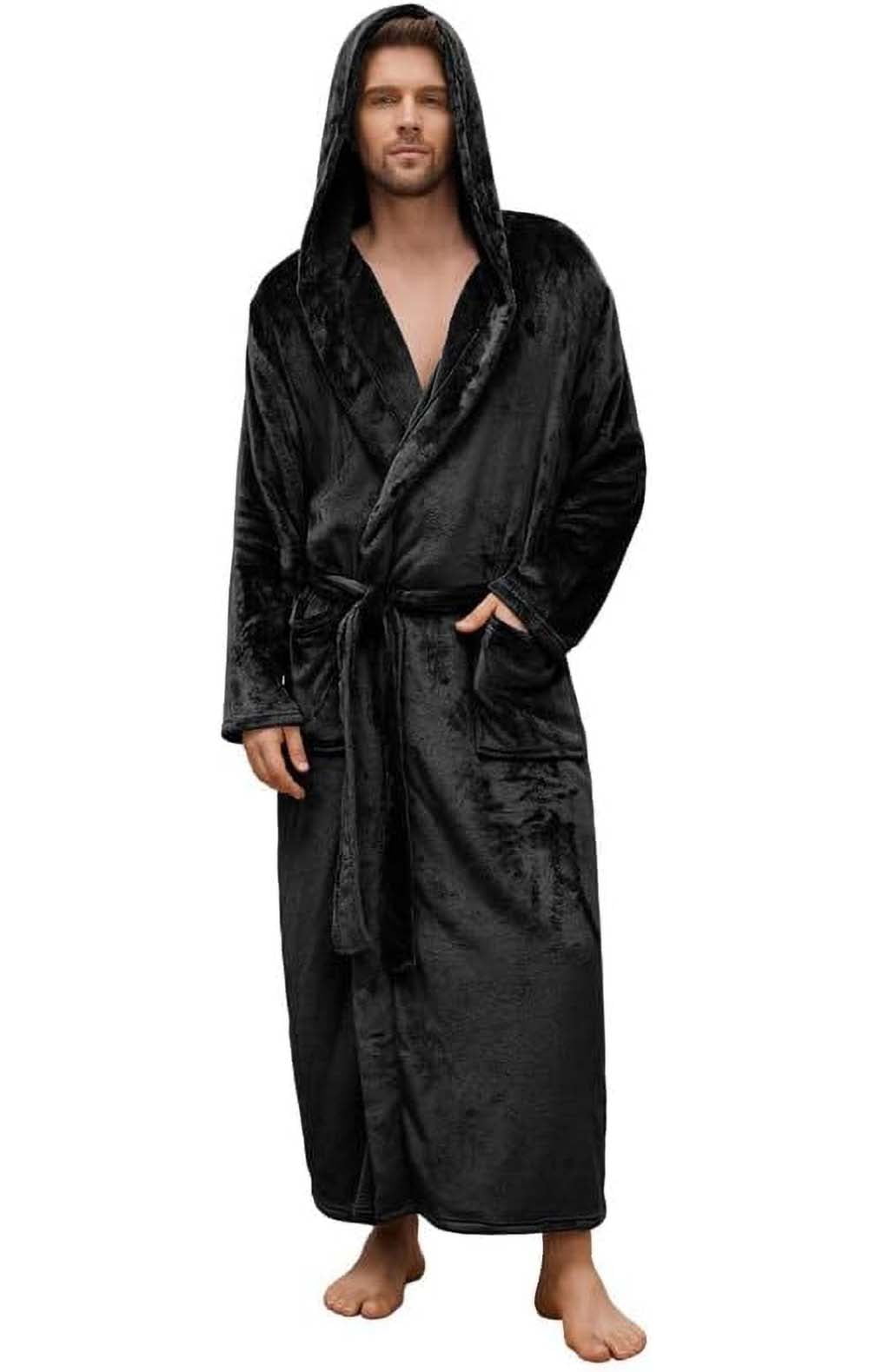 U2SKIIN Mens Robe with Hood,Full Length Plush Robe for Men Fleece