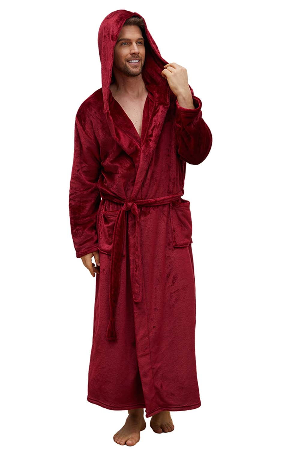 U2SKIIN Mens Robe with Hood,Full Length Plush Robe for Men Fleece