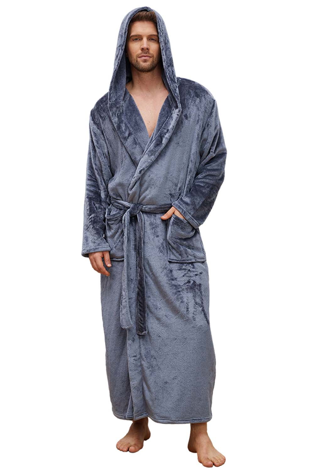 U2SKIIN Mens Robe with Hood,Full Length Plush Robe for Men Fleece