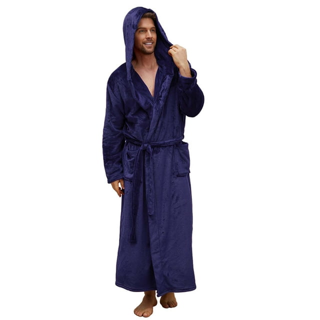 U2SKIIN Mens Robe with Hood,Full Length Plush Robe for Men Fleece