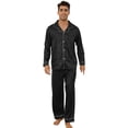 thumbnail image 1 of U2SKIIN Mens Silk Pajamas, Long Sleeve Men Satin Pajamas Set Striped Button Down 2-Piece Pjs Set,(Black Stripe,M), 1 of 6