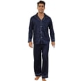 thumbnail image 1 of U2SKIIN Mens Silk Pajamas, Long Sleeve Men Satin Pajamas Set Striped Button Down 2-Piece Pjs Set,(Navy Stripe,L), 1 of 6